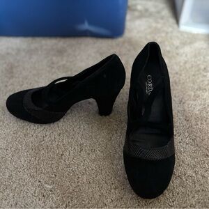 Cordani Black Suede Heels Elegant Slip-On Pumps